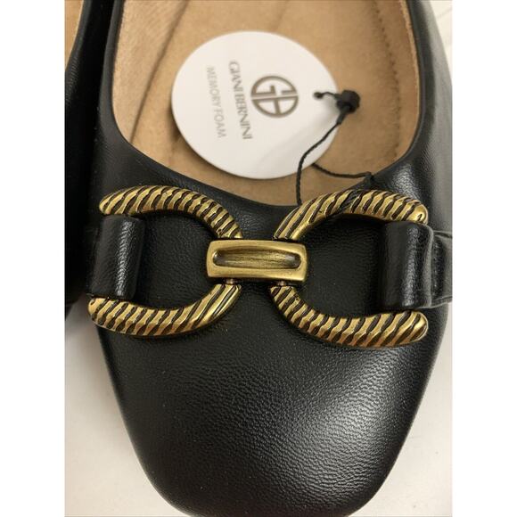 Giani Bernini Brookee Ballet Flats Black Faux Leather Womens 7 Slip On Buckle - Picture 8 of 8